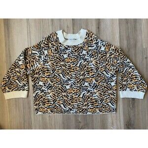 Women's Rachel Comey Crew Neck Knit  Sweater Leopard Animal Print Size 2X EUC